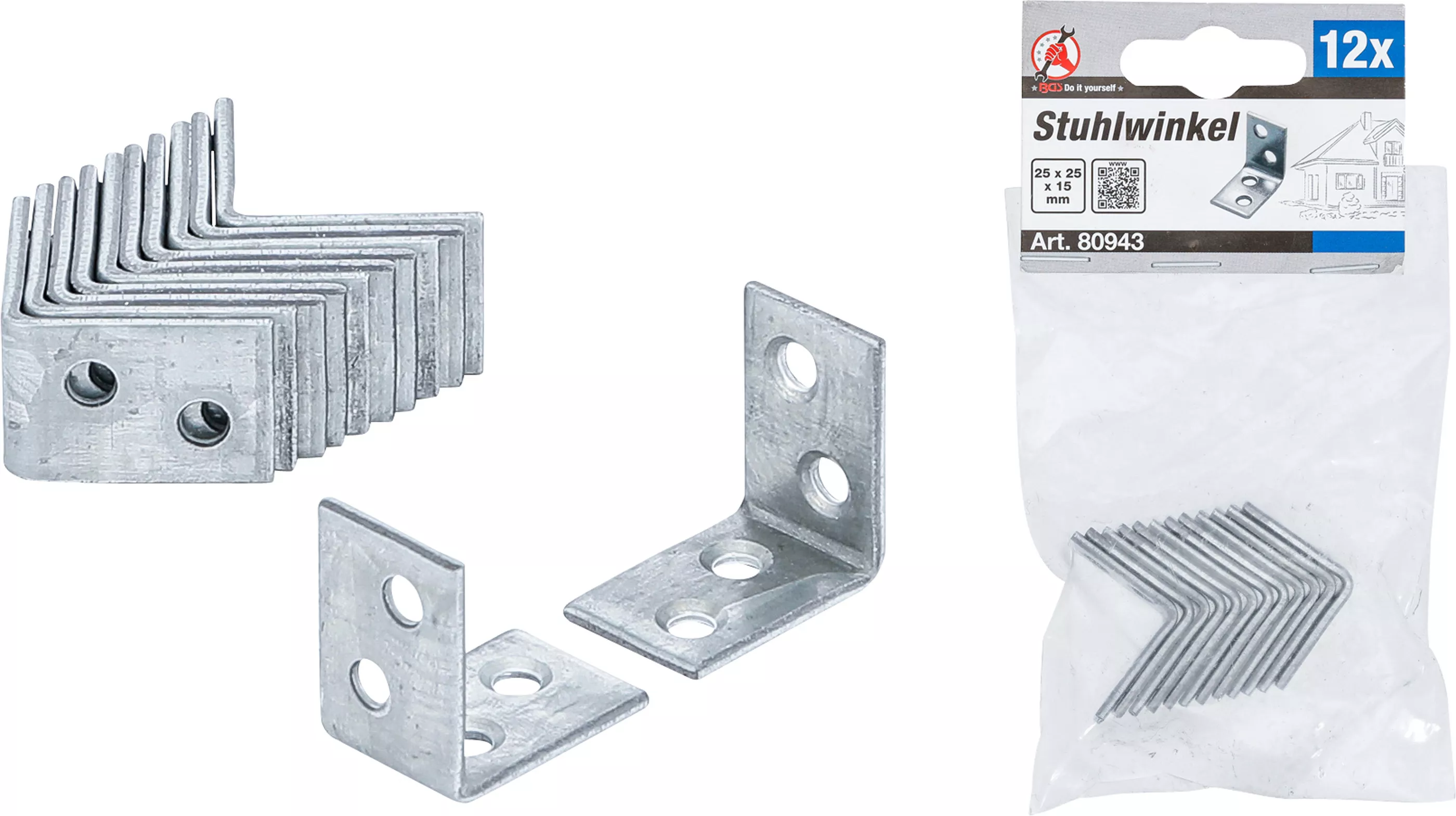 Vinkelbeslag | 25 x 25 x 15 mm | 12 delar