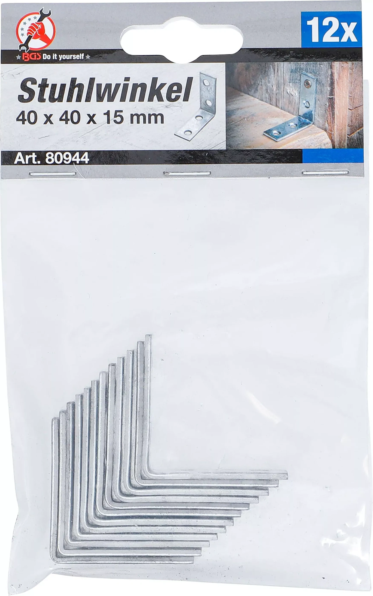 Vinkelbeslag | 40 x 40 x 15 mm | 12 delar