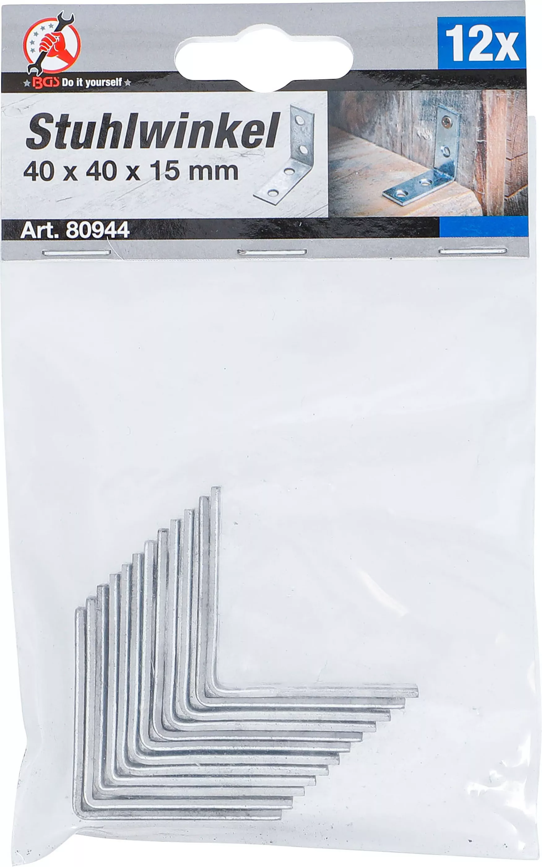 Vinkelbeslag | 40 x 40 x 15 mm | 12 delar