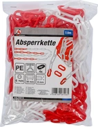 Avspärrningskedja | röd / vit | 4 karbinhakar | plast | 7,5 m