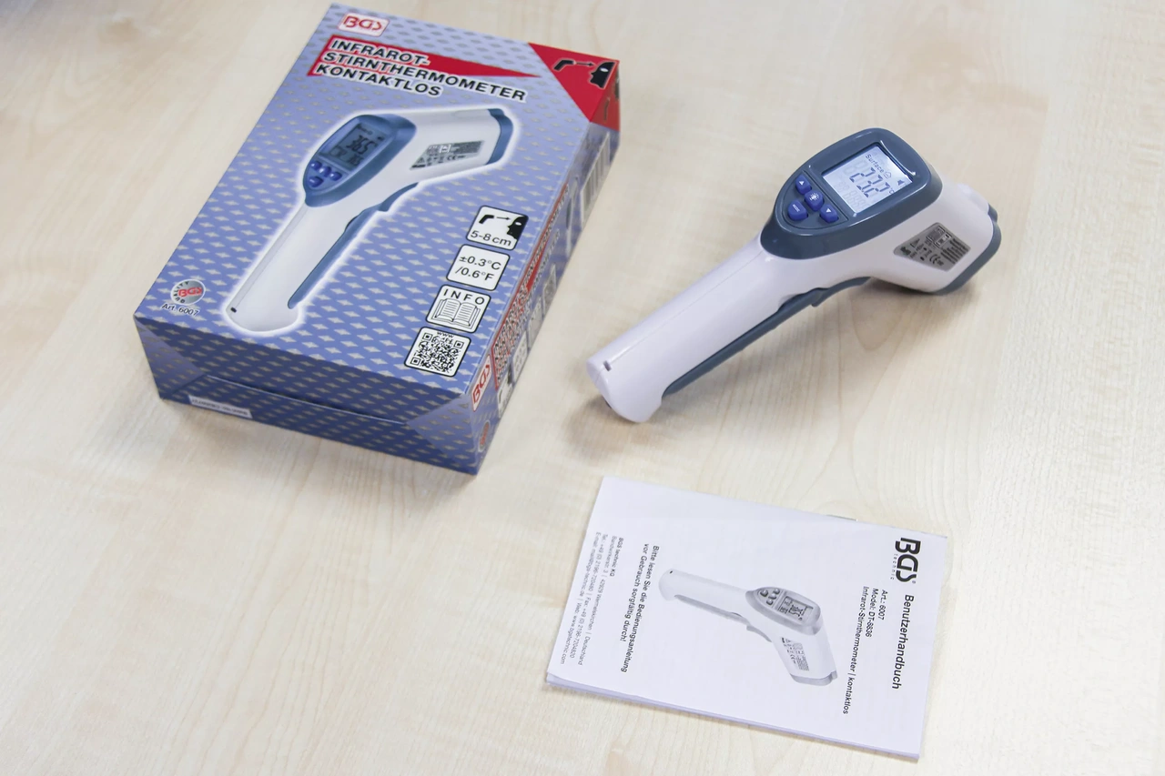 Pann-febertermometer | kontaktlös, Infraröd | för person- + objektmätning | 0 - 100°