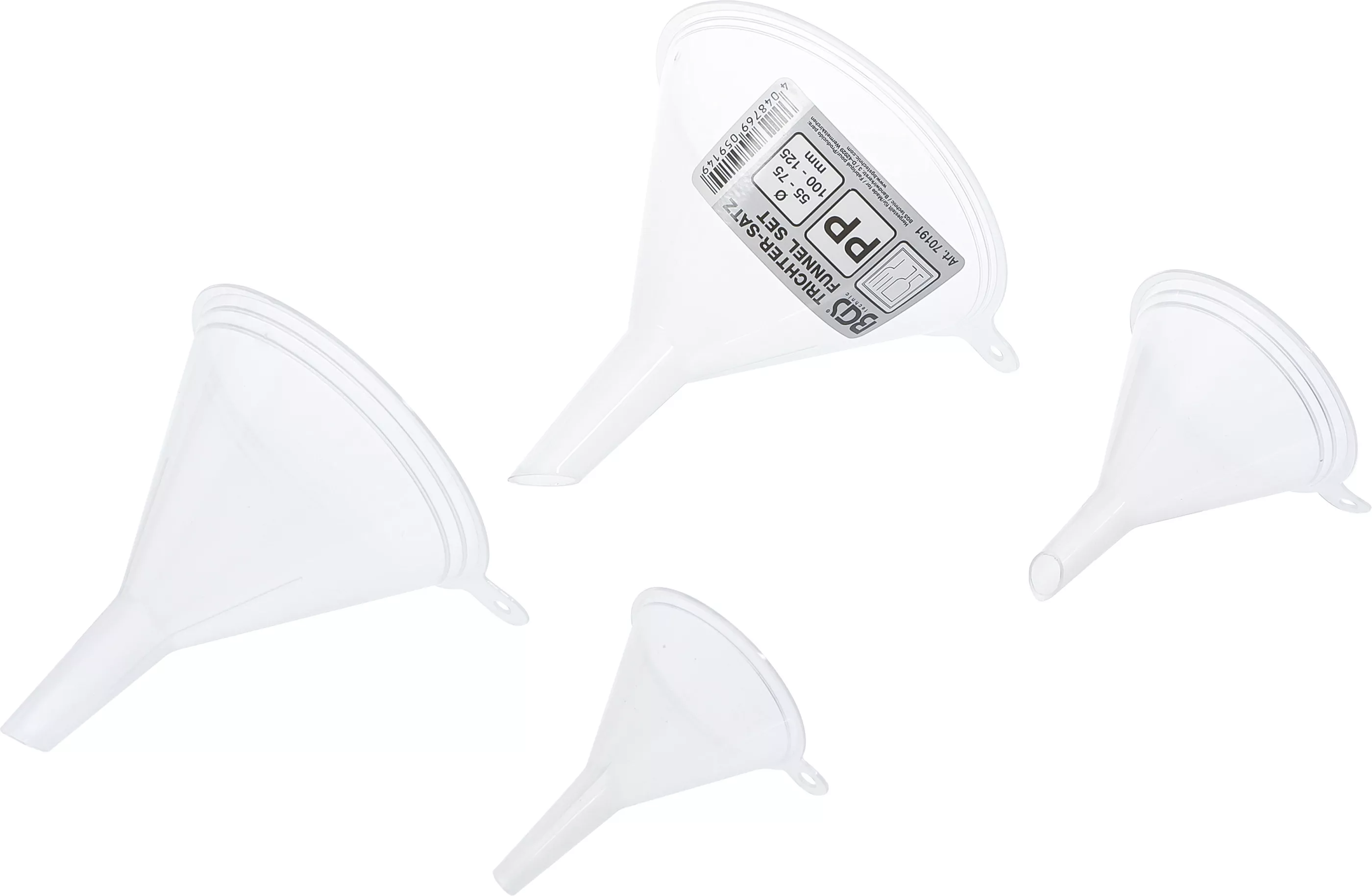 Tratt-sats | livsmedelsgodkänd | Ø 55 - 125 mm | 4 delar