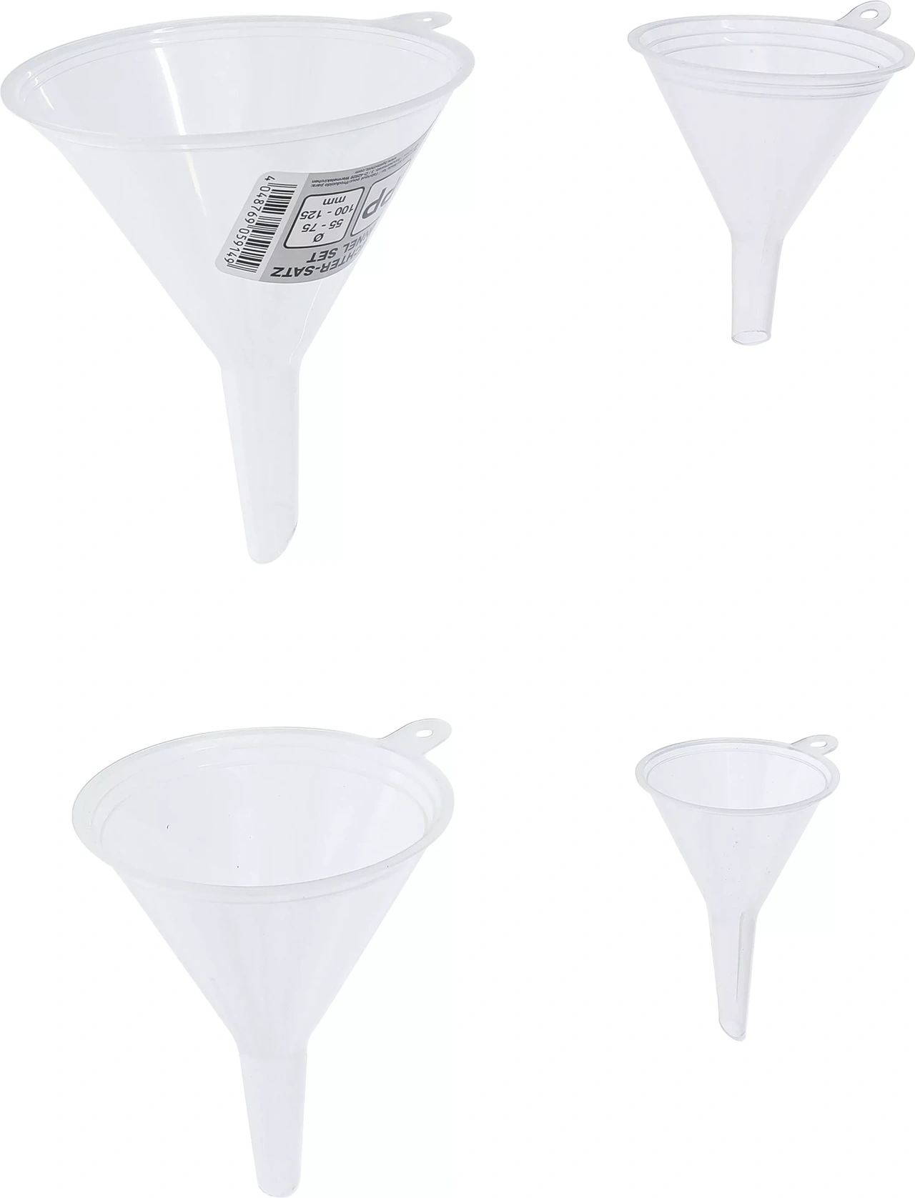 Tratt-sats | livsmedelsgodkänd | Ø 55 - 125 mm | 4 delar