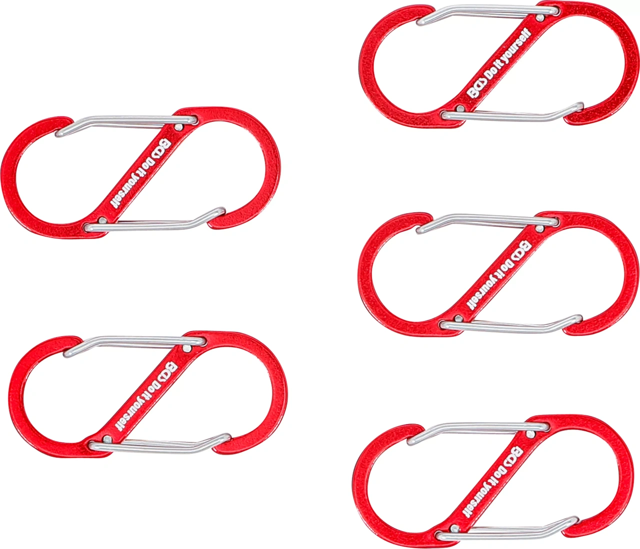 Karbinhake-sortiment med dubbelöppning | Aluminium | 5 delar
