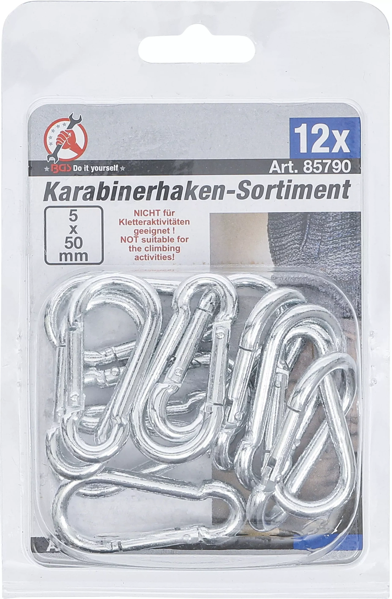 Karbinhake-sortiment | 5 x 50 mm | 12 delar