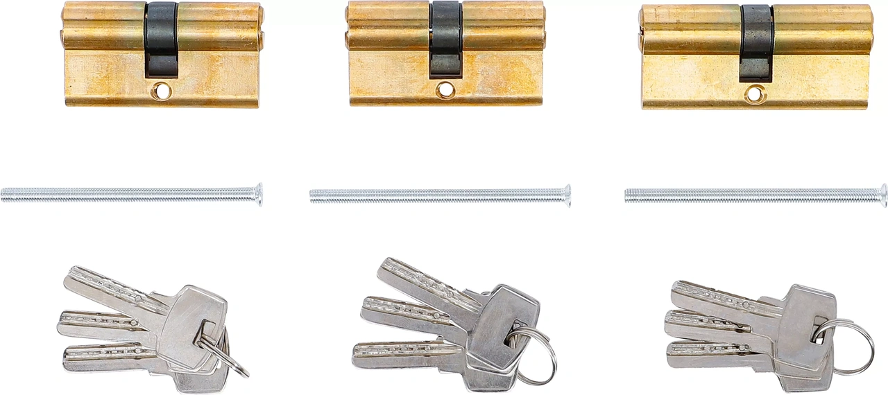 Mässing-Låscylinder-sats | Lika låsning | 15 delar
