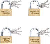 Hänglåssats i mässing | lika låsning | 40 mm | 4 delar