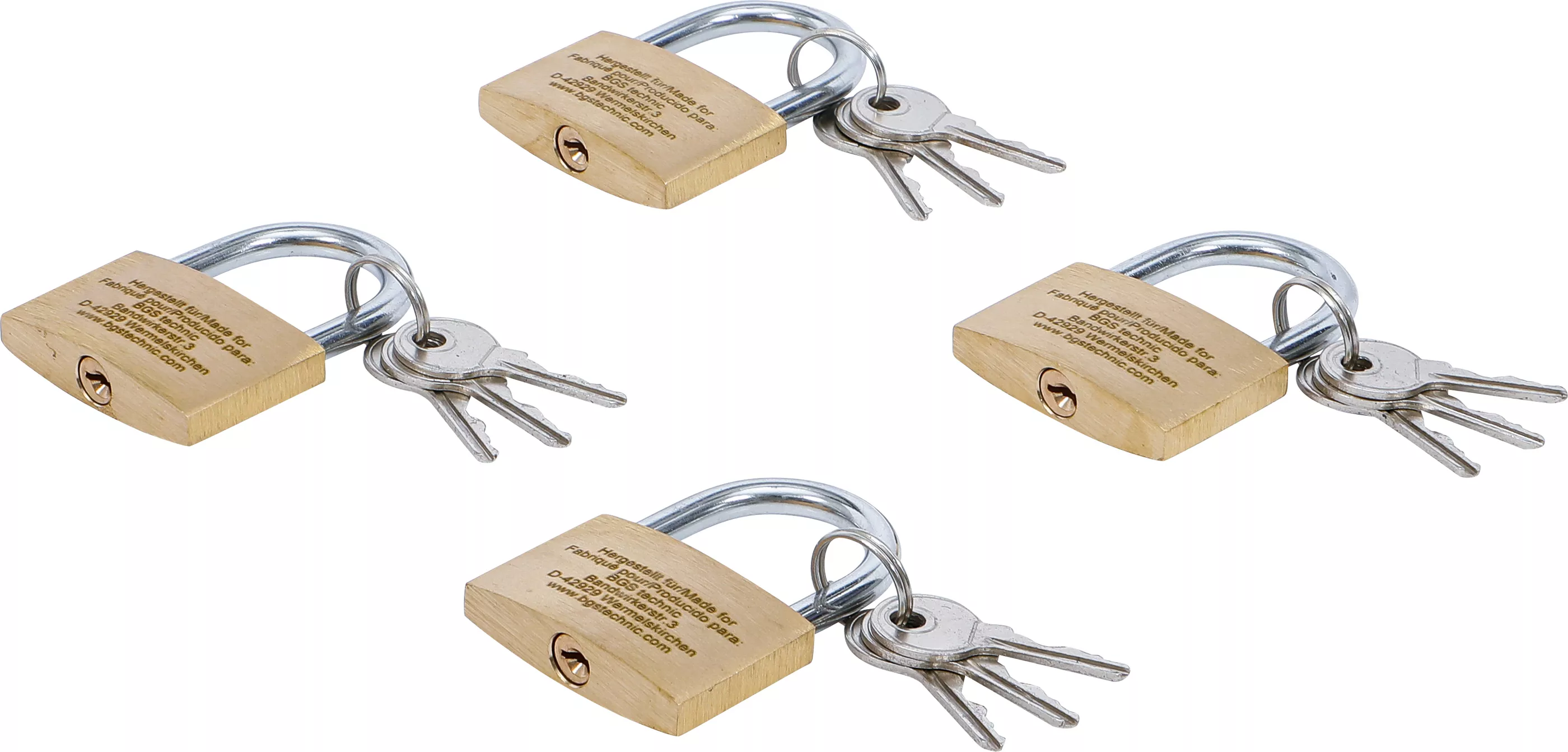 Hänglåssats i mässing | lika låsning | 40 mm | 4 delar