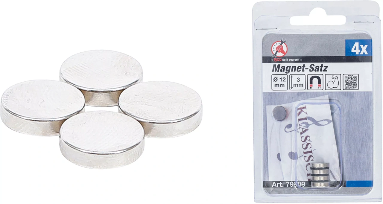 Magnet-sats | extra kraftig | Ø 12 mm | 4 delar