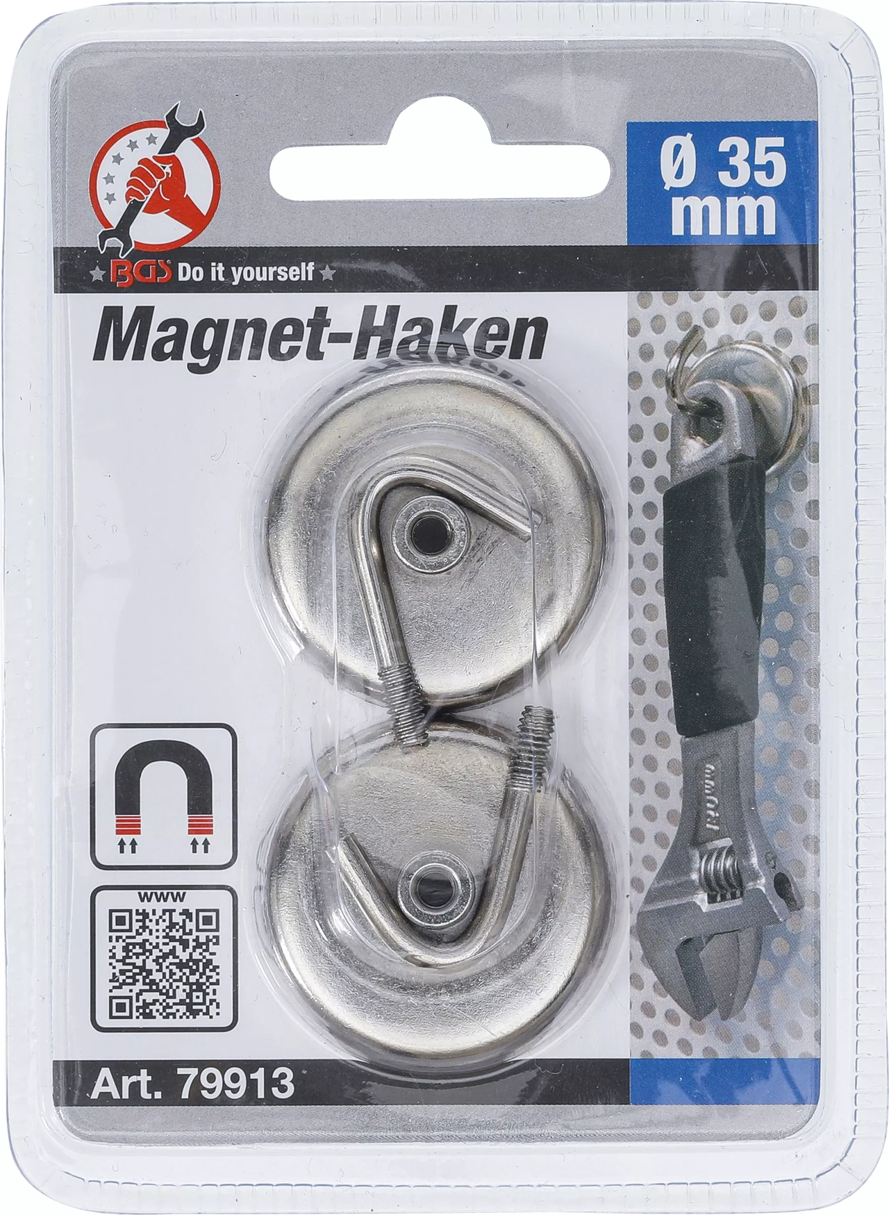 Magnet-Krok | rund | Ø 34 mm | 2 delar | 3,5 kg