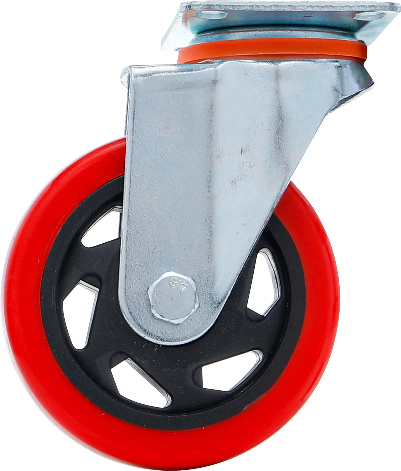 Länkhjul | PU-bana | röd/svart | Ø 100 mm