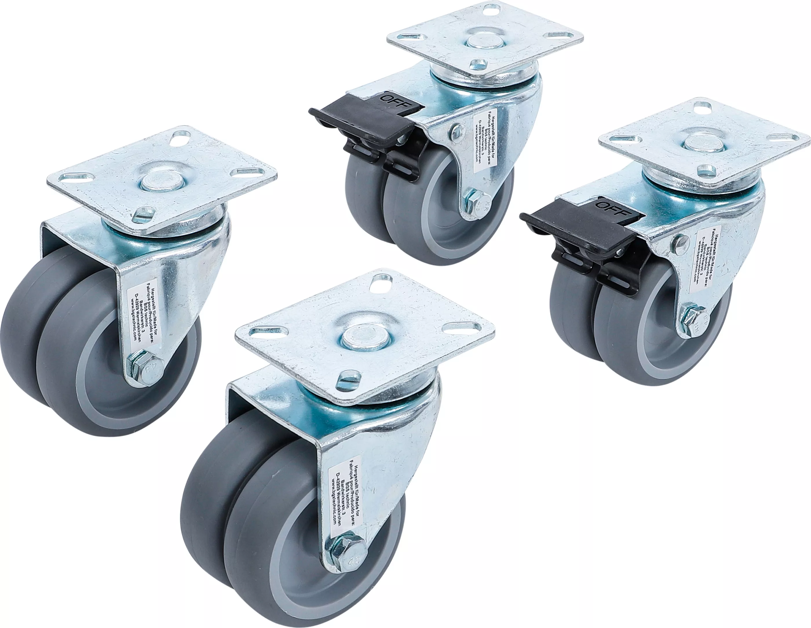 Dubbel-länkhjul-sats | TPR, PP-bana | för strandkorgar / pallmöbler | Ø 75 mm | 4 delar