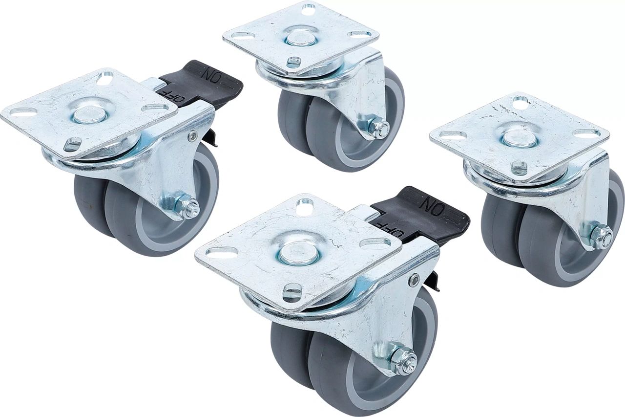 Dubbel-länkhjul-sats | TPR, PP-bana | för strandkorgar / pallmöbler | Ø 75 mm | 4 delar