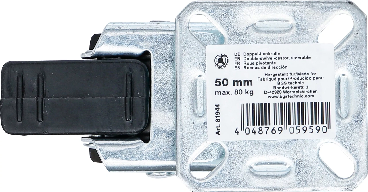 Länkhjul dubbel | TPR, PP-bana | med broms | Ø 50 mm