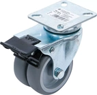 Länkhjul dubbel | TPR, PP-bana | med broms | Ø 75 mm