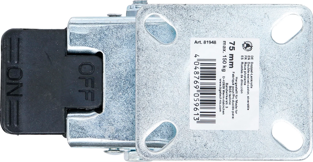 Länkhjul dubbel | TPR, PP-bana | med broms | Ø 75 mm