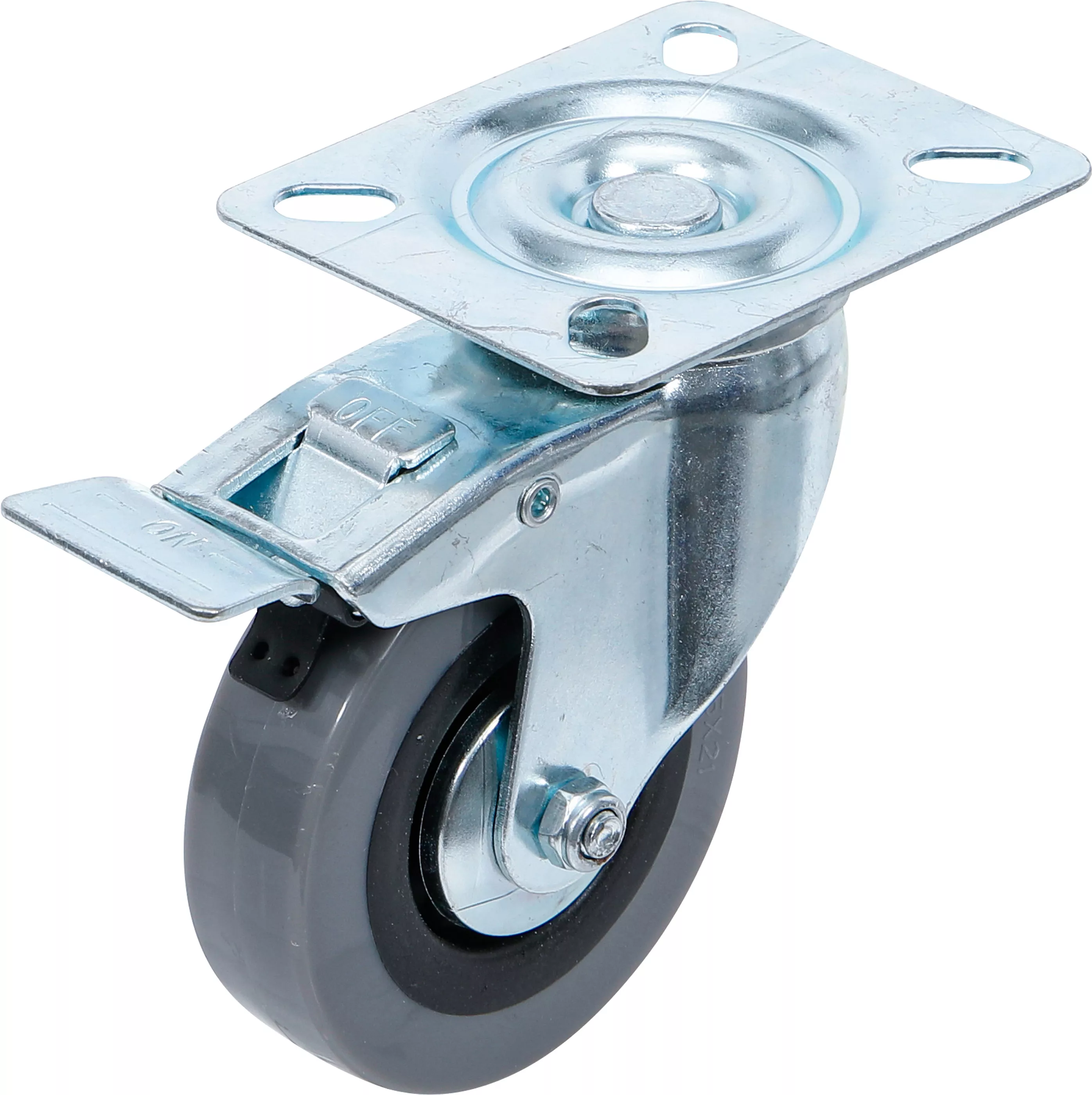 Länkhjul med broms | PVC-bana | med skruvsockel | Ø 75 mm