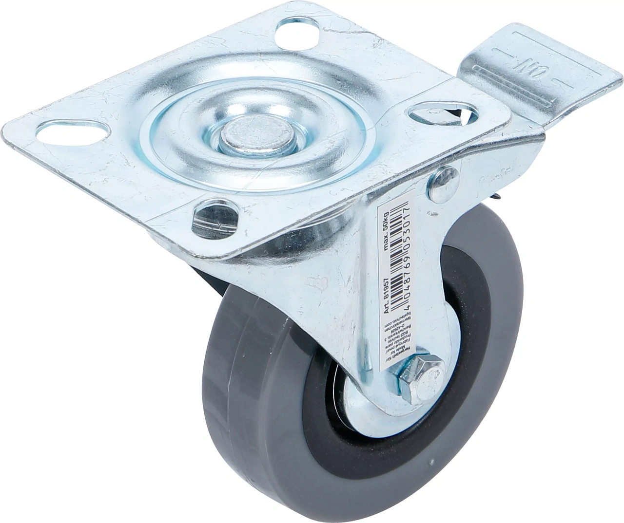 Länkhjul med broms | PVC-bana | med skruvsockel | Ø 75 mm