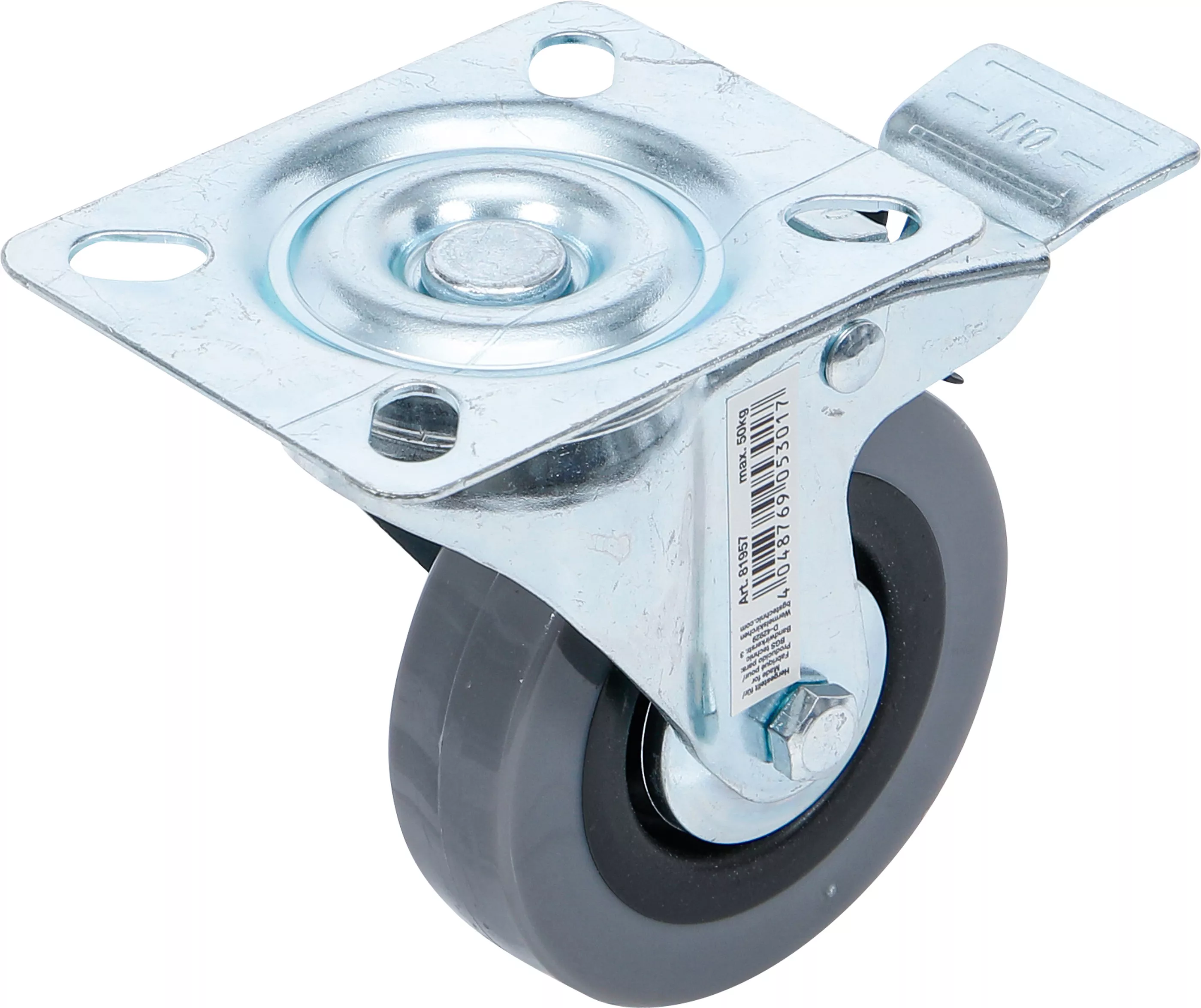 Länkhjul med broms | PVC-bana | med skruvsockel | Ø 75 mm