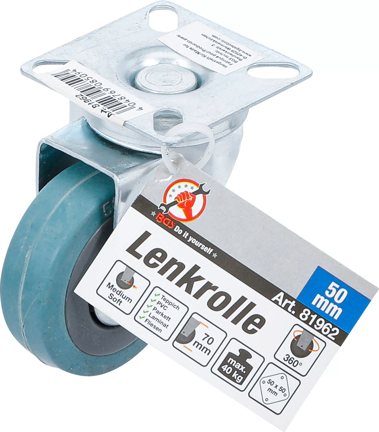 Länkhjul | Gummi | Med skruvsockel | Ø 50 mm