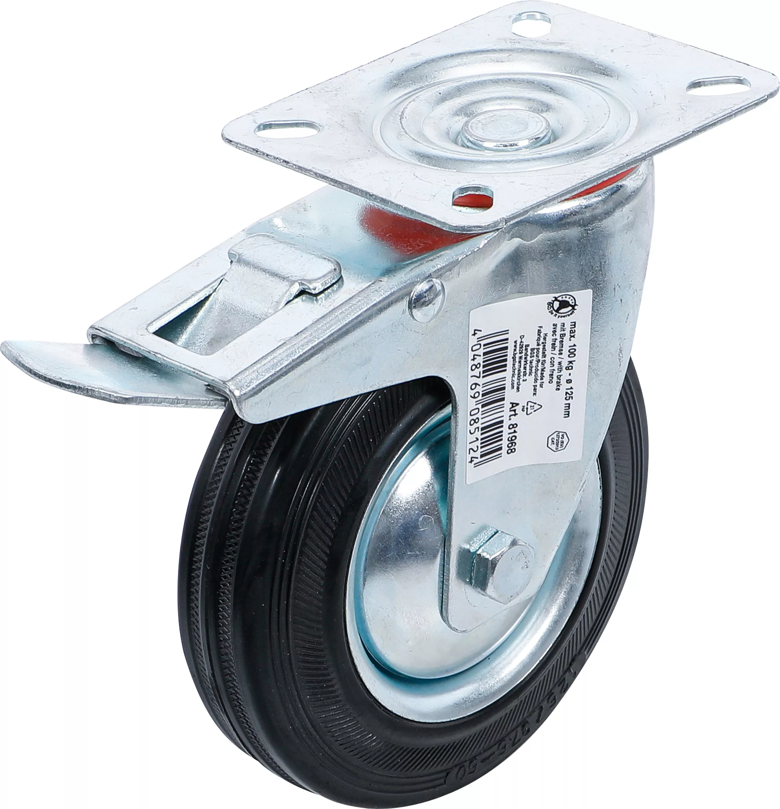 Länkhjul med broms | SBR-bana | med skruvsockel | Ø 125 mm