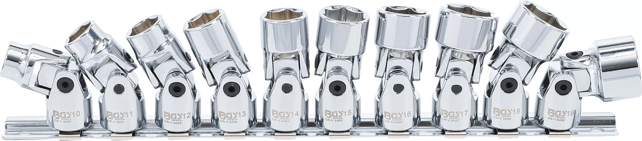 Hylssats 3/8" med led 10-delar 10-19mm  6-kant