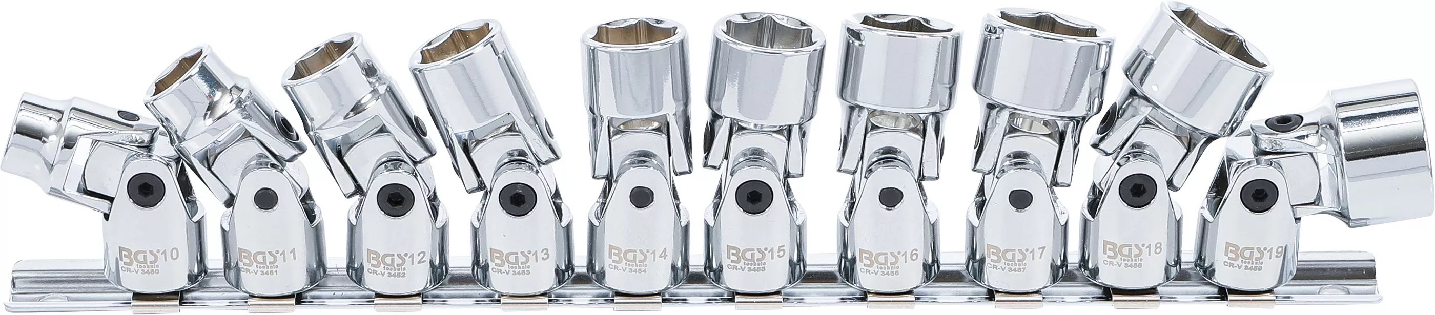 Hylssats 3/8" med led 10-delar 10-19mm  6-kant