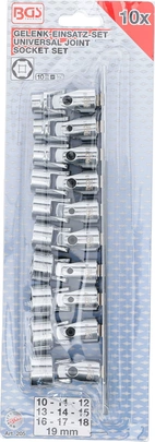 Hylssats 3/8" med led 10-delar 10-19mm  6-kant