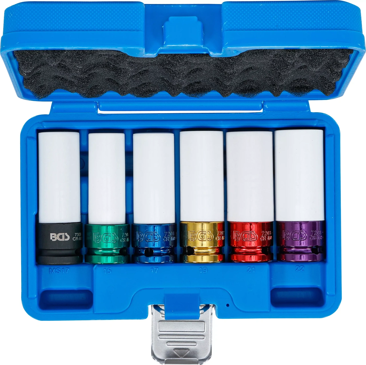 Hjulmutterhylssats 1/2" 6-delar (15, 17, 19, 21, 22mm och MS17)