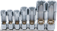 Hylssats 3/8" med slitsade hylsor 10-19 mm 7-delar