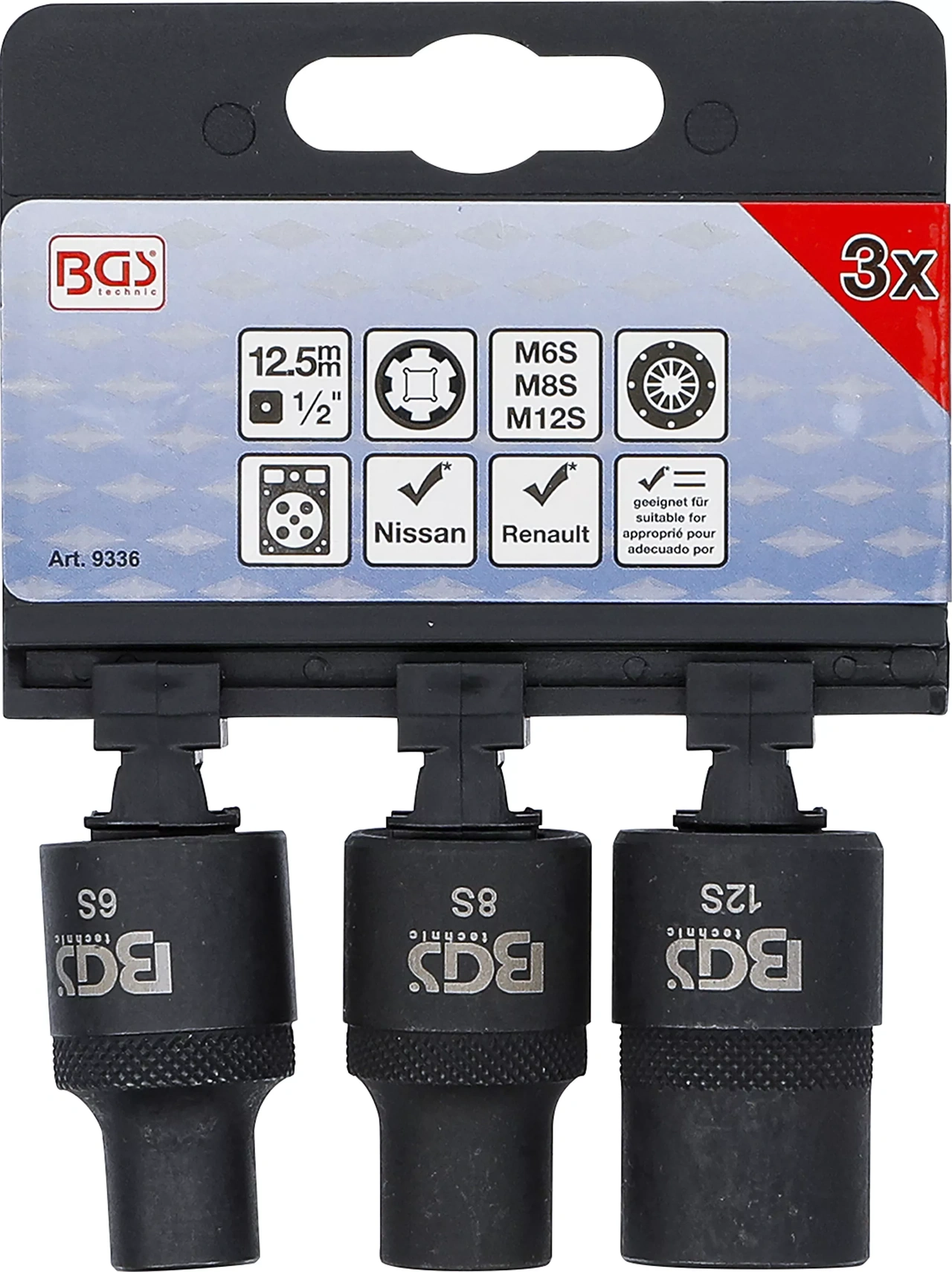 Hylssats Ribe 1/2" M6S, M8S, M12S 3-delar