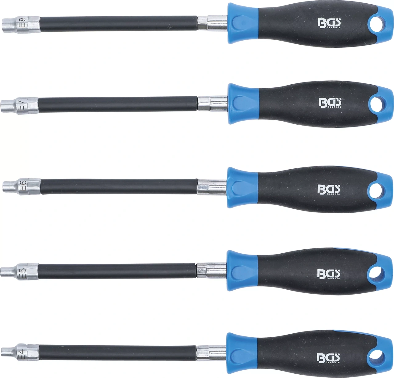 Flexibel skruvmejsel med runt handtag | E-profil E4 - E8 | Klinglängd 150 mm | 5 delar