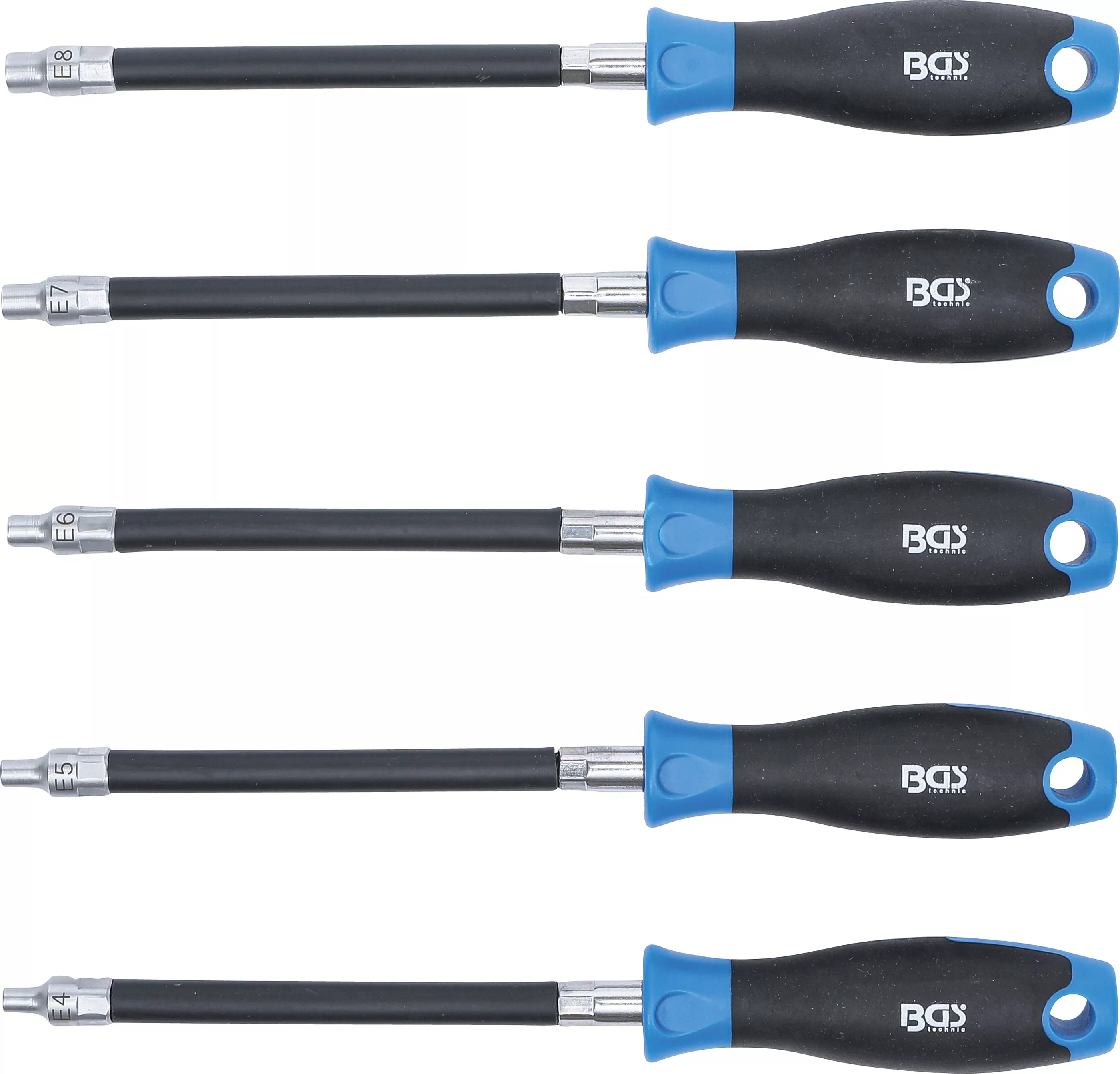 Flexibel skruvmejsel med runt handtag | E-profil E4 - E8 | Klinglängd 150 mm | 5 delar