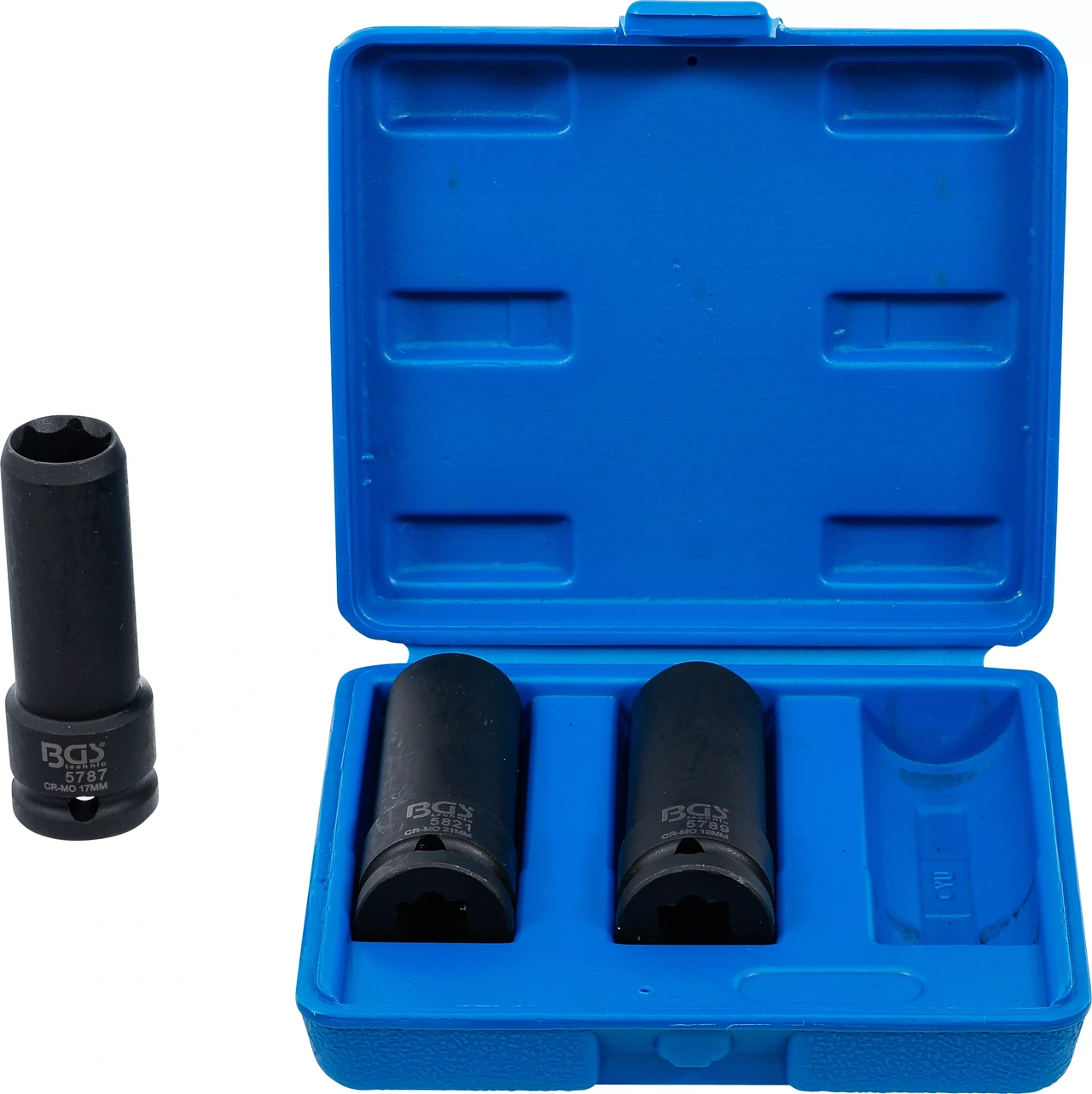 Kraft-special hyls-sats | 12,5 mm (1/2") | 17 / 19 / 21 mm | 3 delar