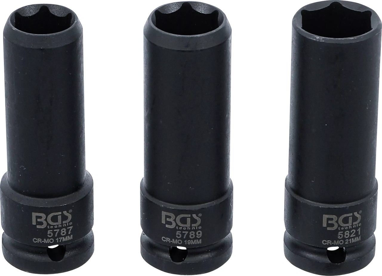 Kraft-special hyls-sats | 12,5 mm (1/2") | 17 / 19 / 21 mm | 3 delar