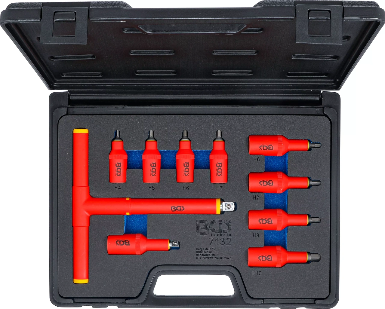 VDE-Bit-Insats-sats | anslutningsfyrkant 10 mm (3/8")/12,5 mm (1/2") | Inre sexkant 4 - 10 mm | 10 delar