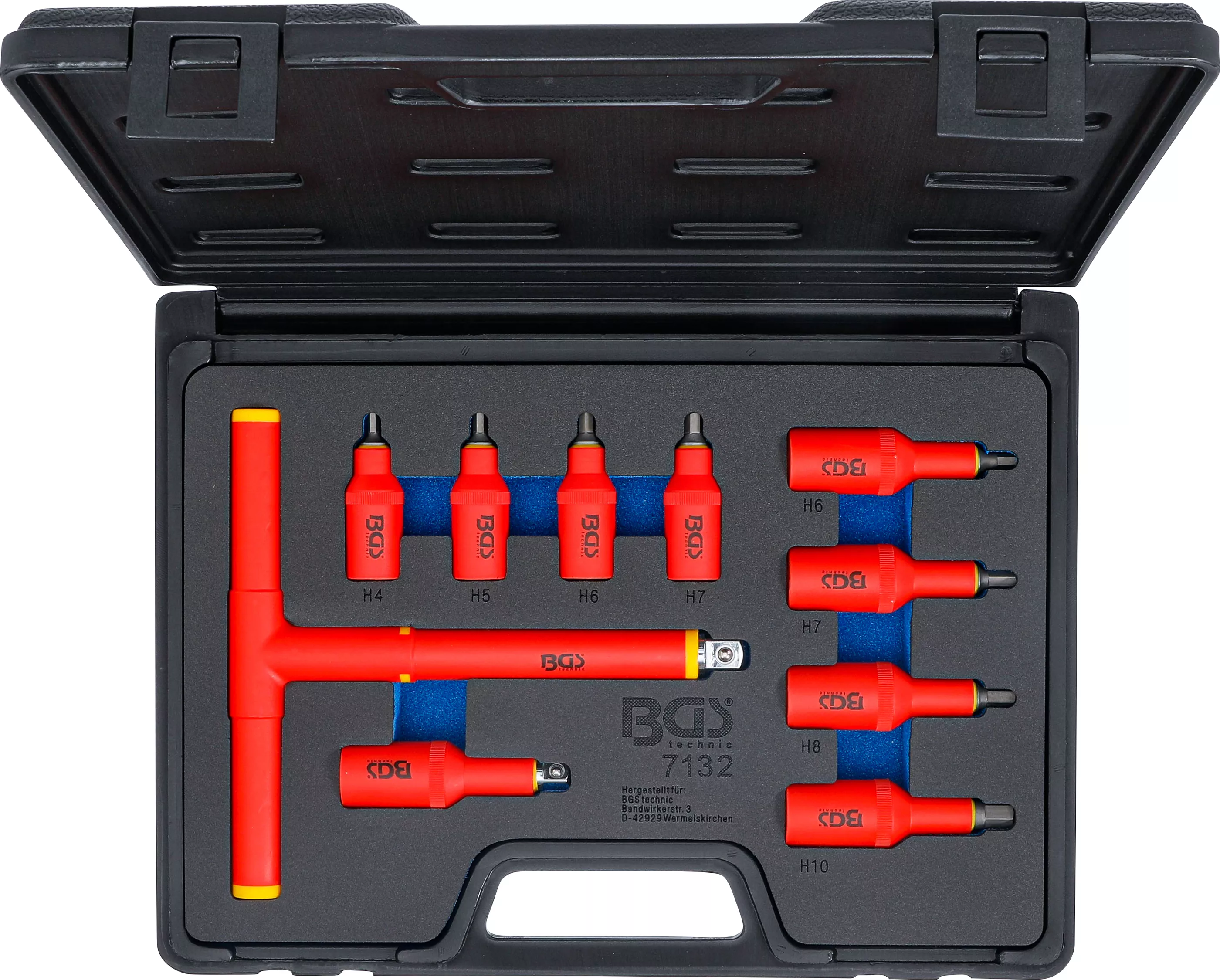 VDE-Bit-Insats-sats | anslutningsfyrkant 10 mm (3/8")/12,5 mm (1/2") | Inre sexkant 4 - 10 mm | 10 delar