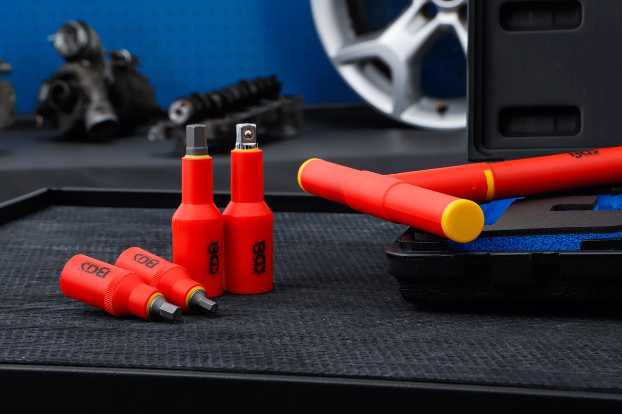 VDE-Bit-Insats-sats | anslutningsfyrkant 10 mm (3/8")/12,5 mm (1/2") | Inre sexkant 4 - 10 mm | 10 delar