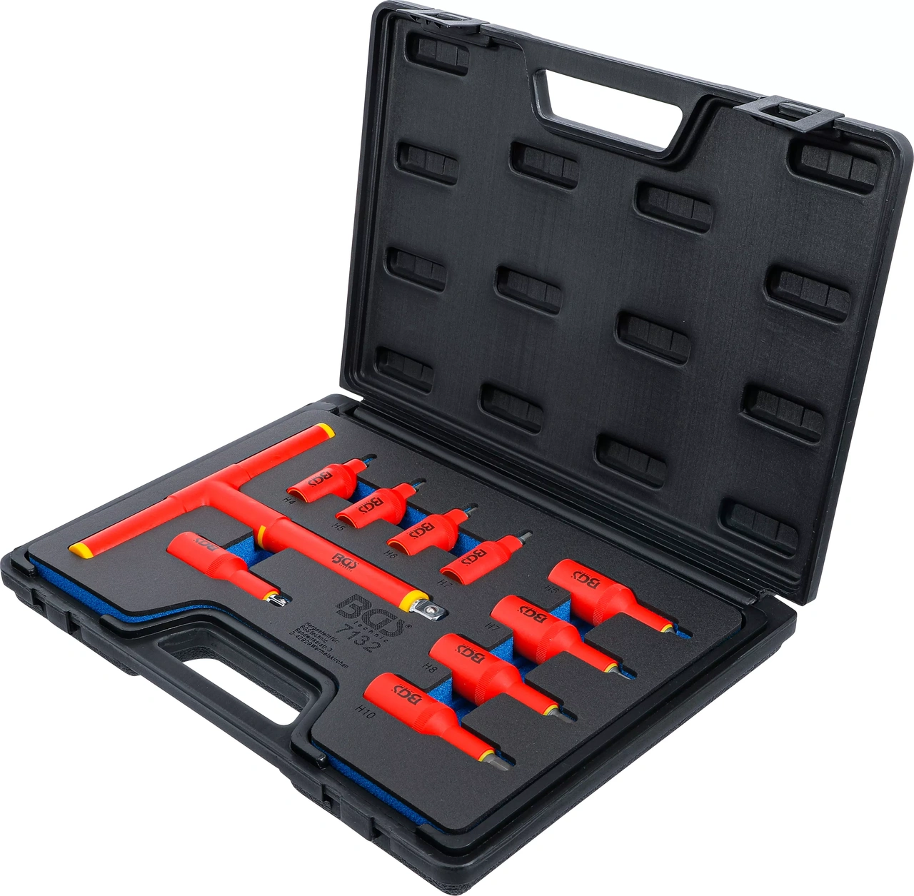 VDE-Bit-Insats-sats | anslutningsfyrkant 10 mm (3/8")/12,5 mm (1/2") | Inre sexkant 4 - 10 mm | 10 delar