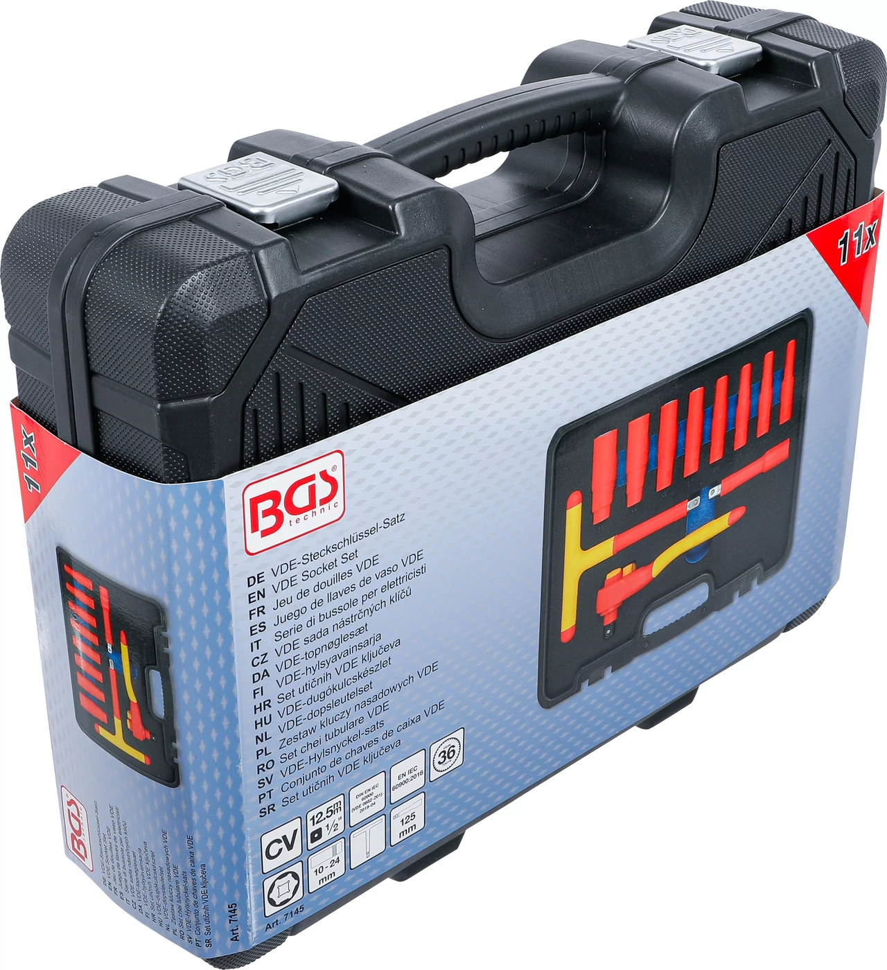 VDE-Hylsnyckel-sats | anslutning 12,5 mm (1/2") | 10-24 mm | 11 delar