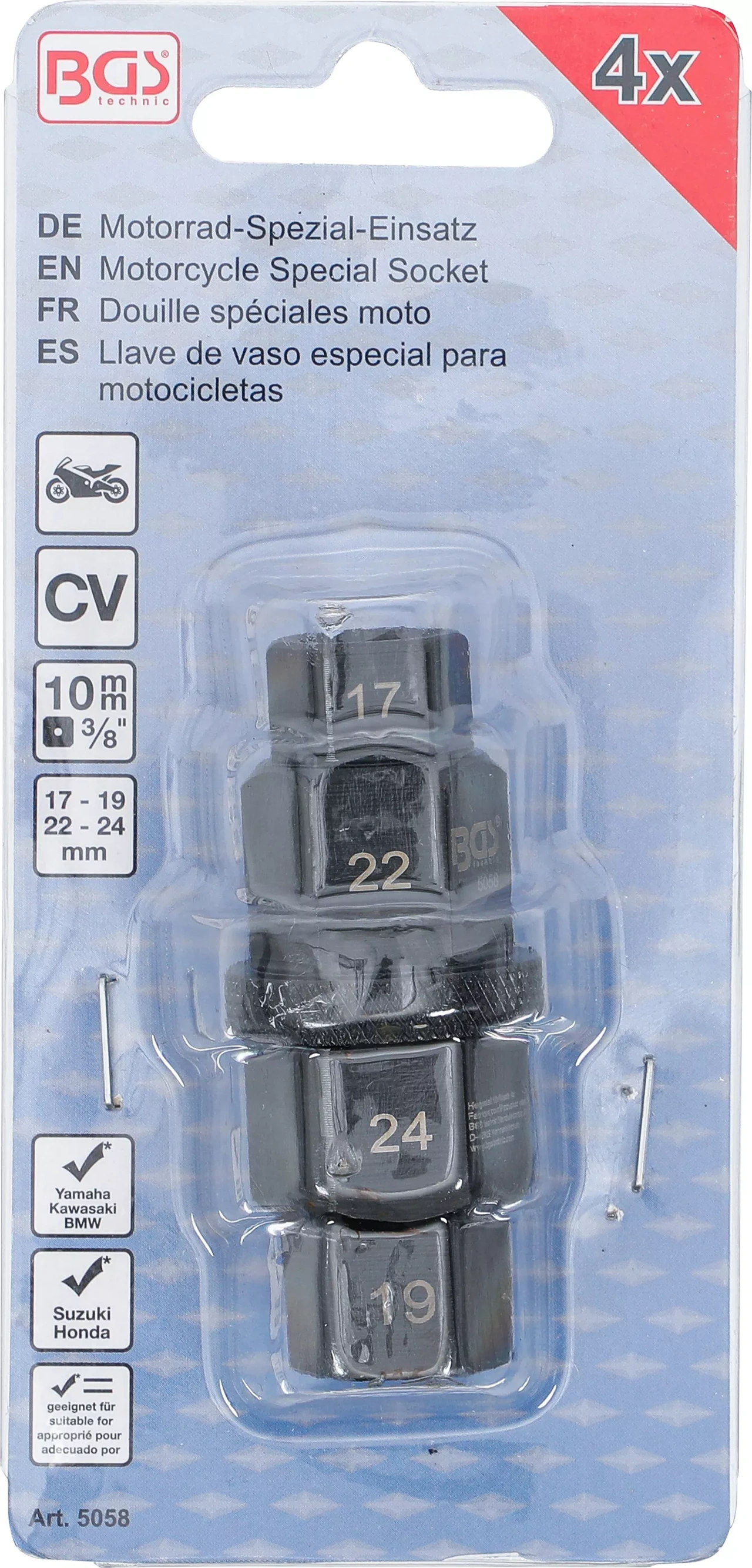 Motorcykel-Special-Insats | 10 mm (3/8") | 17 - 19 - 22 - 24 mm