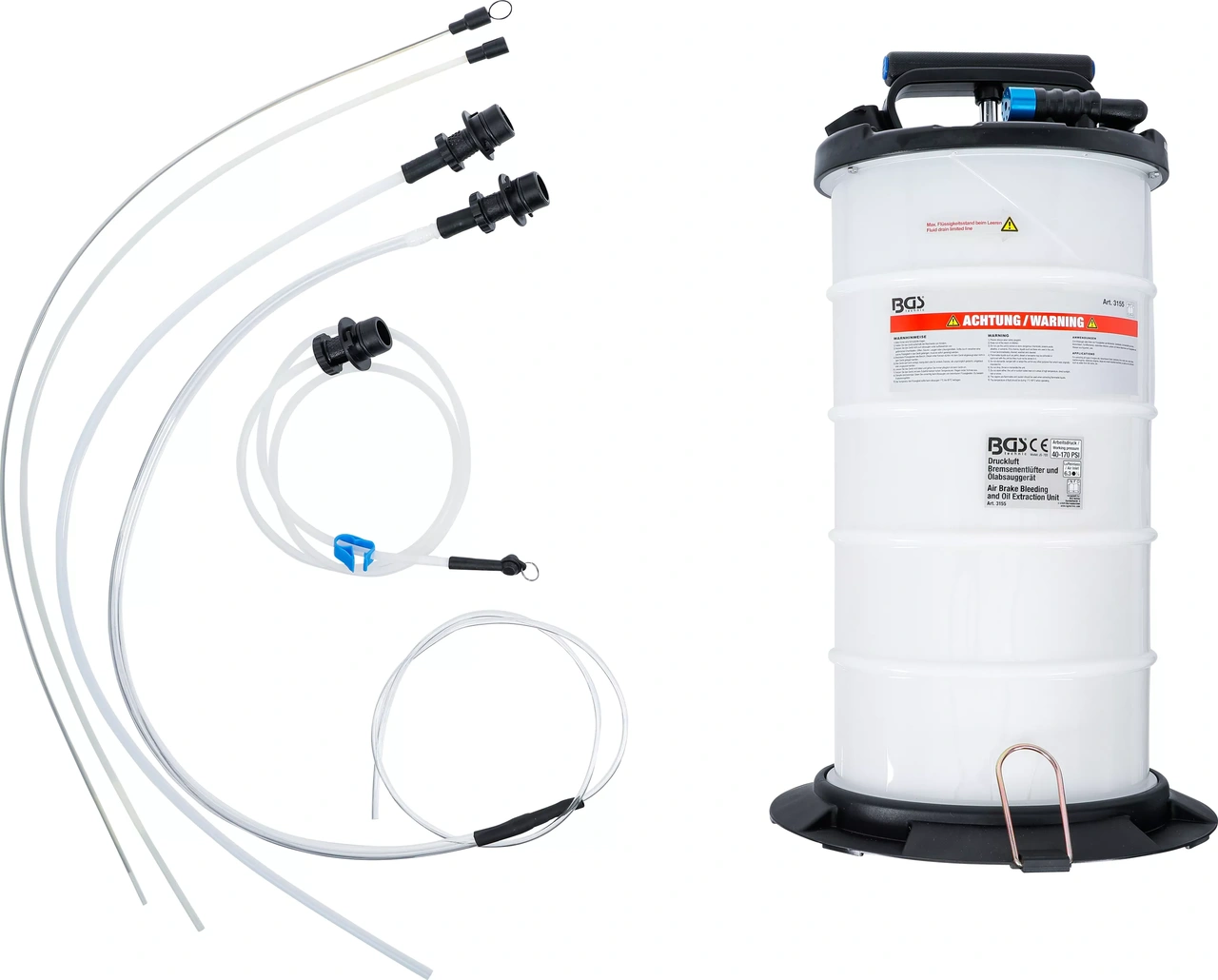 Tryckluftsbromsluftare och oljesugare - pneumatisk och manuell