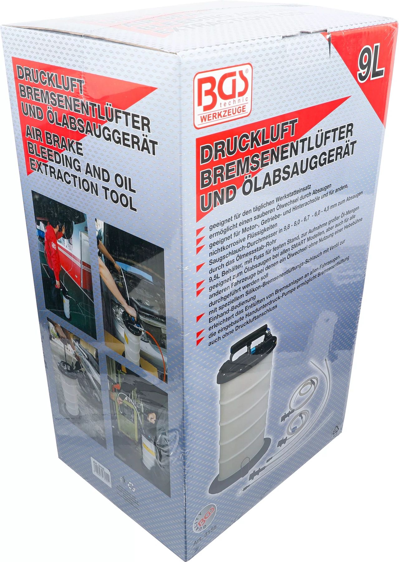 Tryckluftsbromsluftare och oljesugare - pneumatisk och manuell