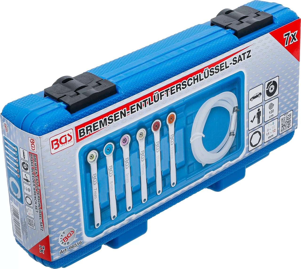 Broms-luftningsnyckel-sats | 7 - 8 - 9 - 10 - 11 - 12 mm | 7 delar
