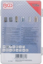 Skruvkopplings-, svivelmutter- och skruvsortiment för bromsledningar | 135 delar