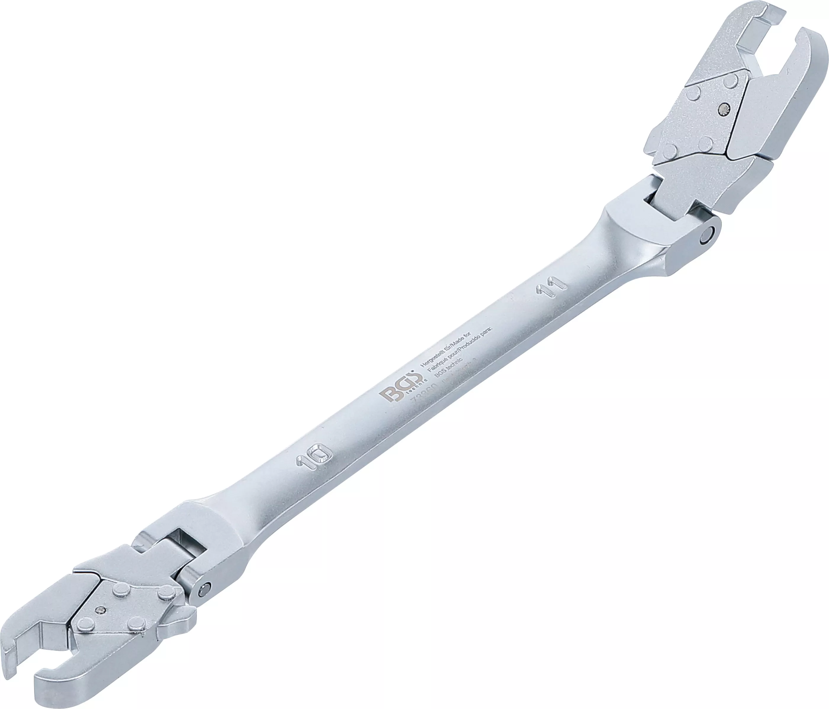 Bromsrörsnyckel med spärrskaftsfunktion | 10 x 11 mm