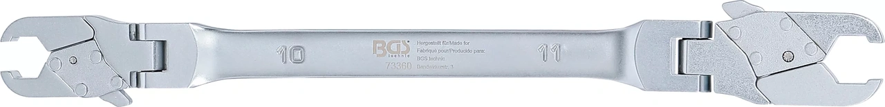 Bromsrörsnyckel med spärrskaftsfunktion | 10 x 11 mm