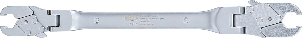 Bromsrörsnyckel med spärrskaftsfunktion | 8 x 9 mm