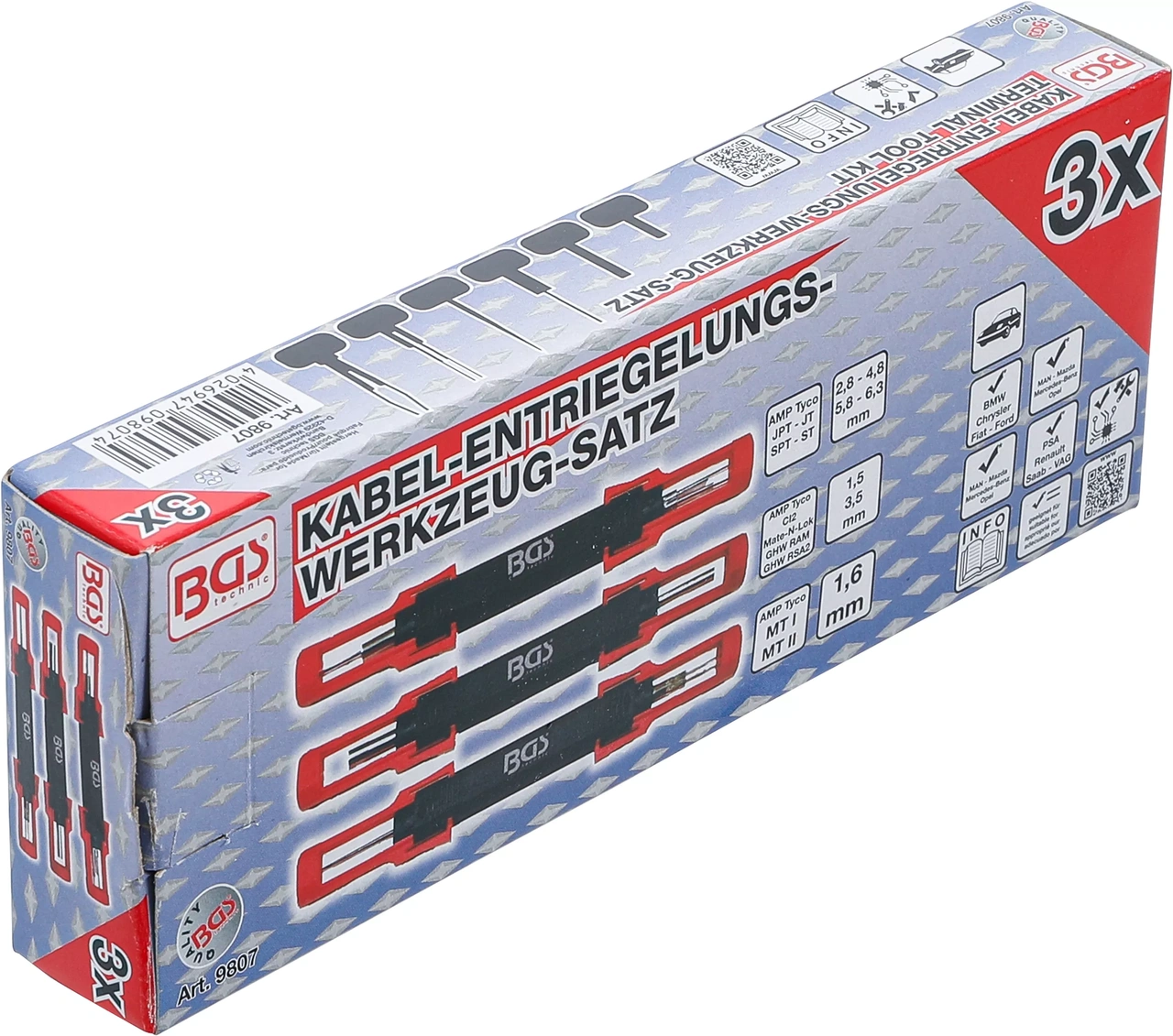 Kabel-upplåsningsverktygssats | universal | 3 delar