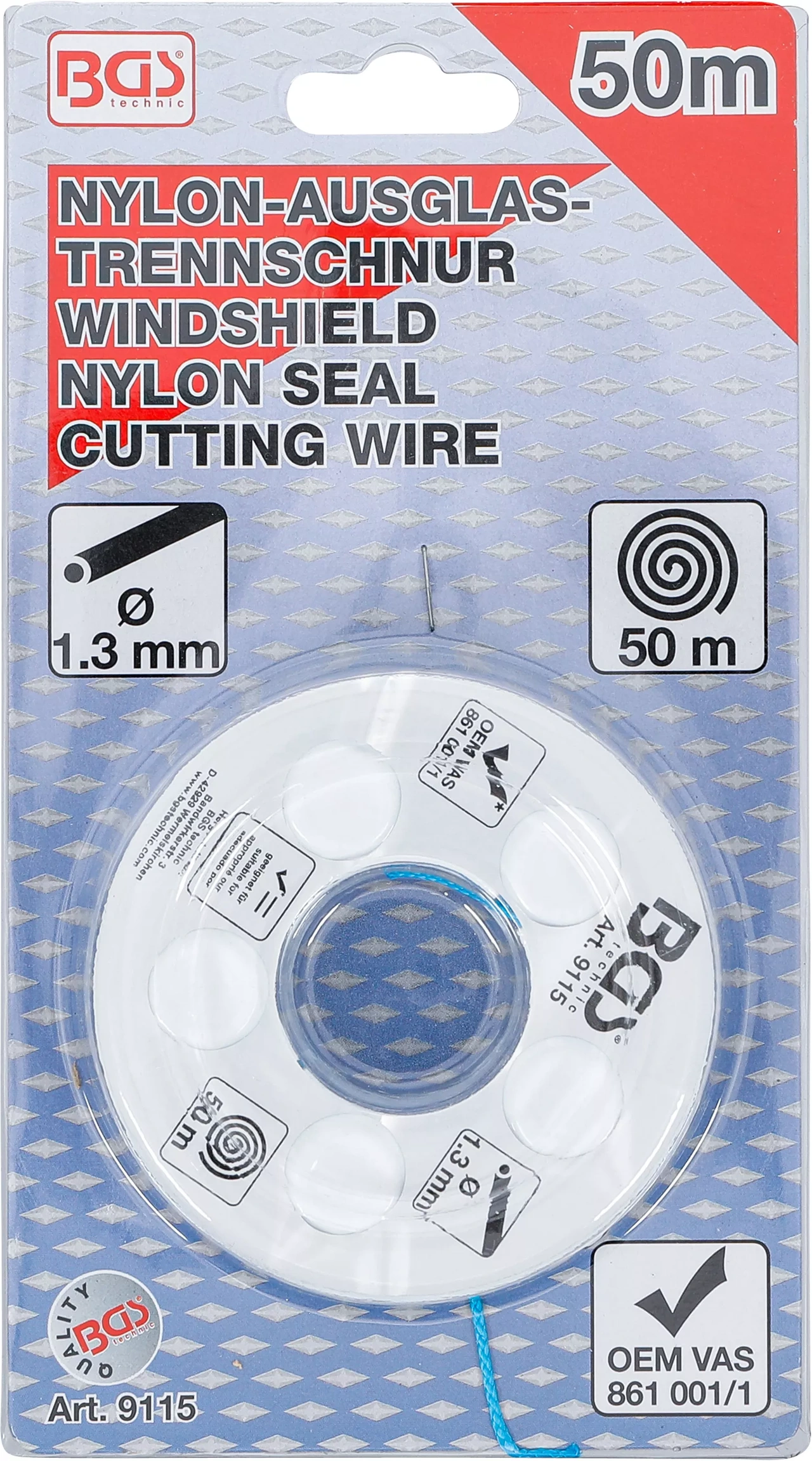 Nylon-Glasdemonterings-Snöre | 50 m | 115 daN